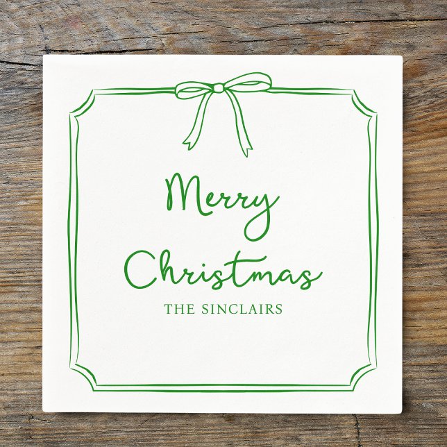Personalised Minimalist Bow Design Christmas Party Napkin (Creator Uploaded)
