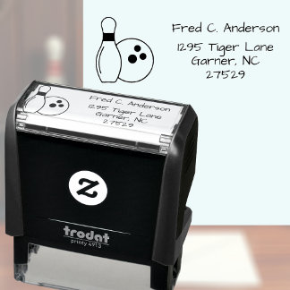 Personalised Minimalist Bowling Return Address Self-inking Stamp