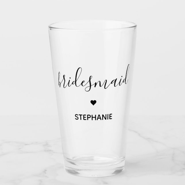 Personalised Minimalist Bridesmaid Custom Gifts Glass (Front)
