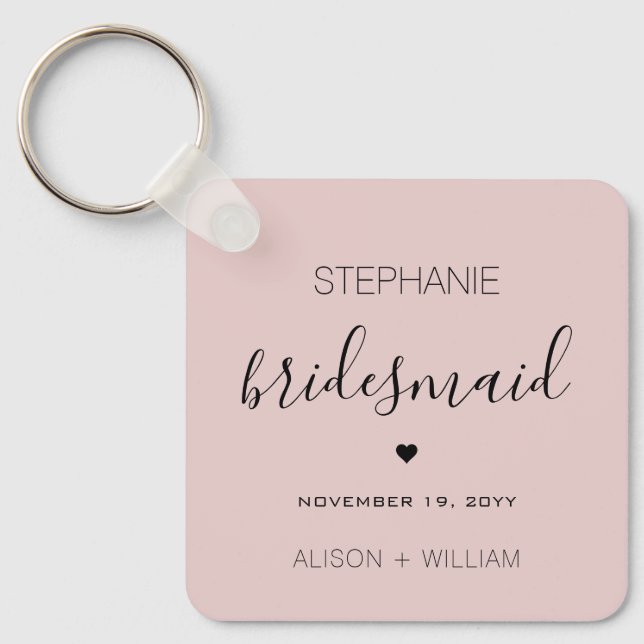 Personalised Minimalist Bridesmaid Custom Gifts Key Ring (Front)