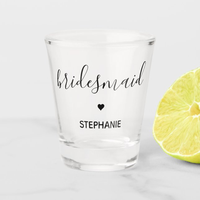 Personalised Minimalist Bridesmaid Custom Gifts Shot Glass (Front)