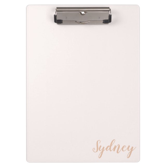 Personalised Minimalist Calligraphy Name Blush Tan Clipboard (Front)