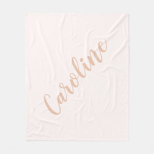 Personalised Minimalist Calligraphy Name Blush Tan Fleece Blanket (Front)