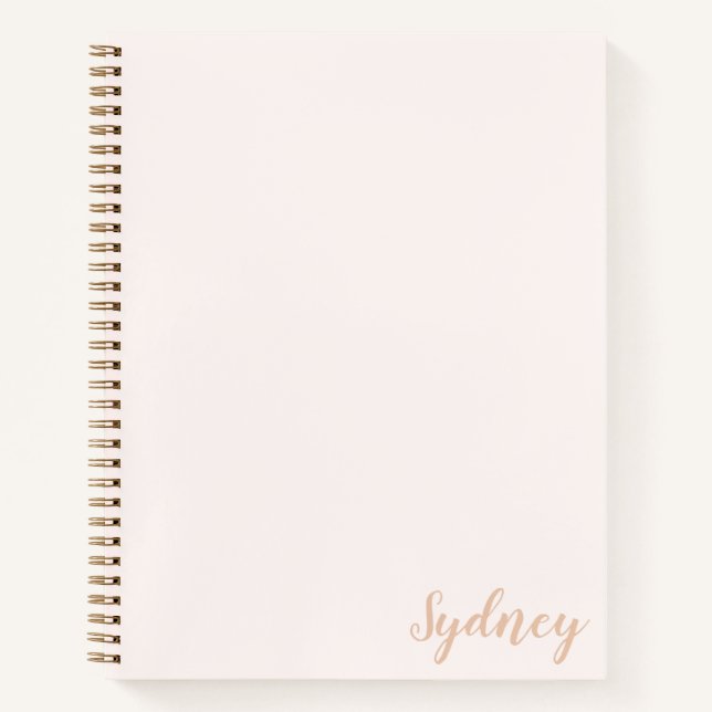 Personalised Minimalist Calligraphy Name Blush Tan Notebook (Front)
