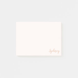 Personalised Minimalist Calligraphy Name Blush Tan Post-it Notes