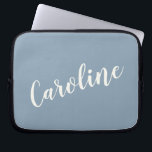 Personalised Minimalist Calligraphy Name in Blue   Laptop Sleeve<br><div class="desc">Personalised Minimalist Calligraphy Name in Blue Laptop Sleeve</div>