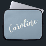 Personalised Minimalist Calligraphy Name in Blue   Laptop Sleeve<br><div class="desc">Personalised Minimalist Calligraphy Name in Blue Laptop Sleeve</div>