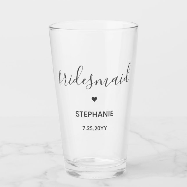 Personalised Minimalist Chic bridesmaid Gifts Glass (Front)