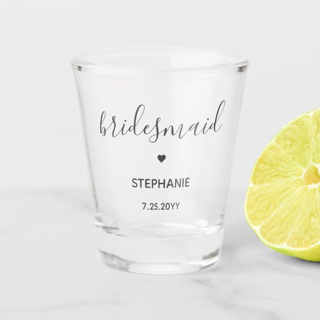 Personalised Minimalist Chic bridesmaid Gifts Shot Glass (Front)