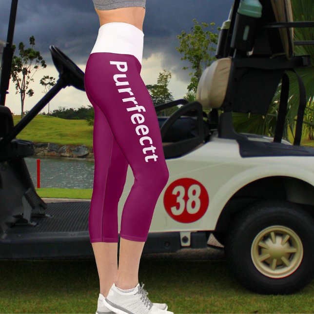 Personalised Minimalist Chic Wine White Name Yoga Capri Leggings (Creator Uploaded)