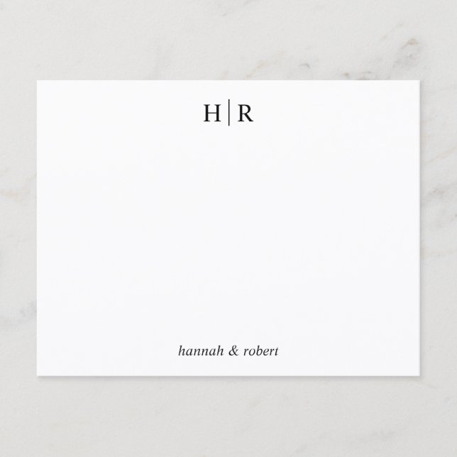 Personalised Minimalist Classic Two Monogram Card (Front)