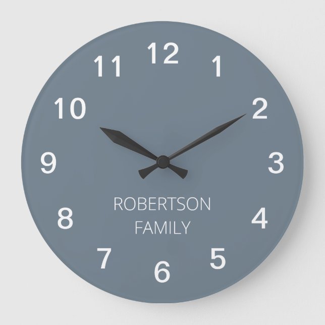 Personalised Minimalist Cool Grey Wall Clock (Front)