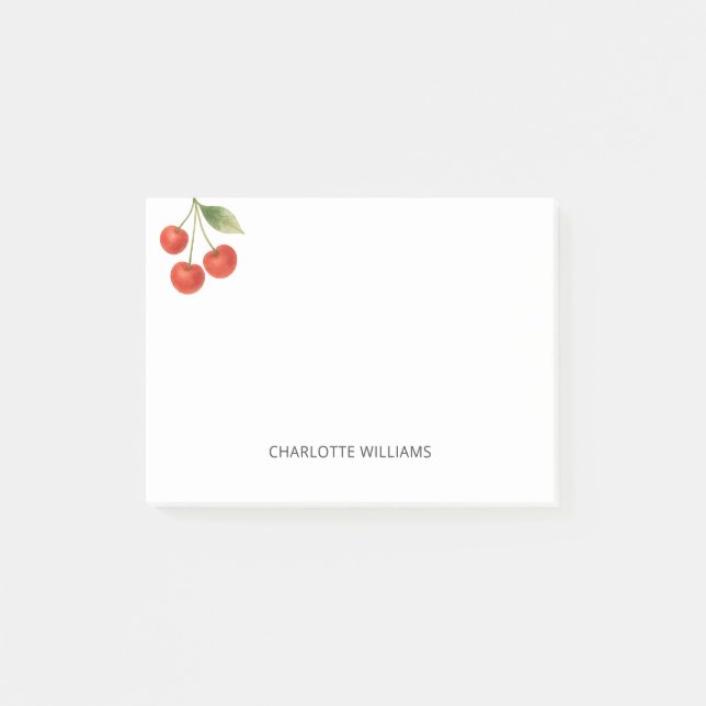 Personalised Minimalist Cute Cherry Fruit  Post-it Notes (Front)