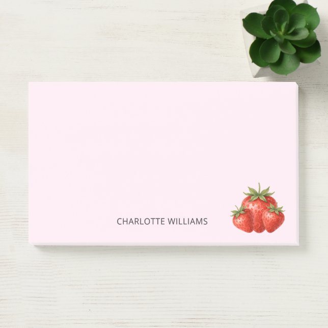 Personalised Minimalist Cute Strawberry Teacher Post-it Notes (Office)