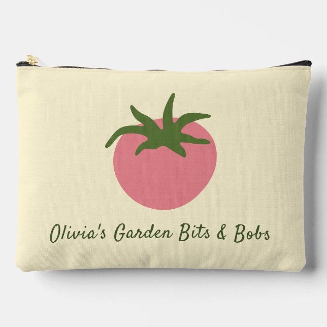 Personalised Minimalist Deep Pink Tomato Garden Accessory Pouch (Front)