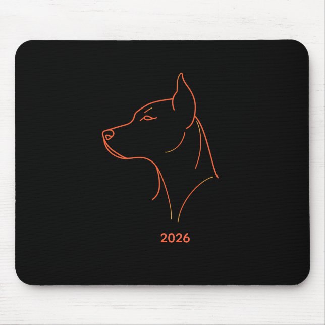 Personalised Minimalist Doberman Line Art Desk Mat Mouse Mat (Front)
