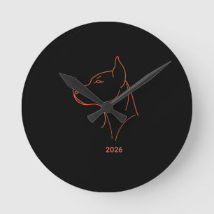 Personalised Minimalist Doberman Line Art Desk Mat Round Clock