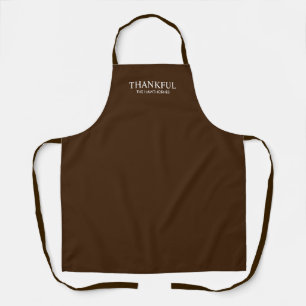 Personalised Minimalist Elegant Brown Thankful Apron