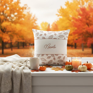 Personalised Minimalist Farmhouse        Leaf Fall Cushion