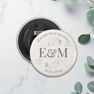 Personalised Minimalist Floral Wedding Favour Bottle Opener