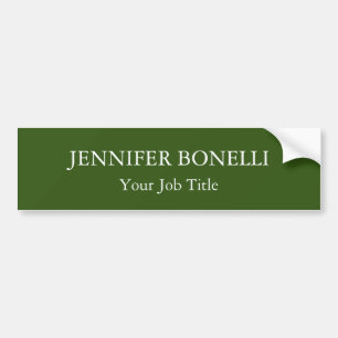 Personalised minimalist forest green customised bumper sticker