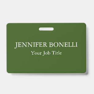 Personalised minimalist forest green customised ID badge