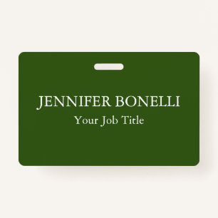 Personalised minimalist forest green customised ID badge