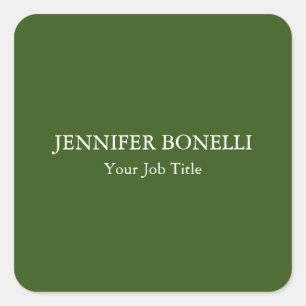 Personalised minimalist forest green customised square sticker