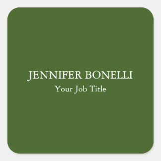Personalised minimalist forest green customised square sticker