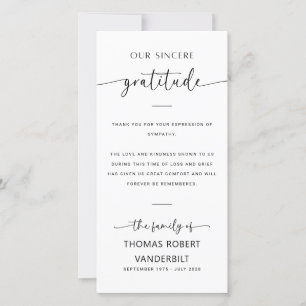 Personalised Minimalist Funeral Thank You Cards