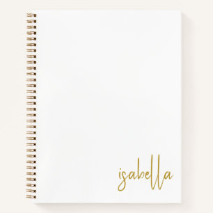 Personalised Minimalist Gold Script Name Spiral Notebook