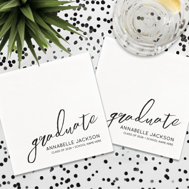 Personalised Minimalist Graduation Napkin (Personalized Minimalist Graduation Napkins)