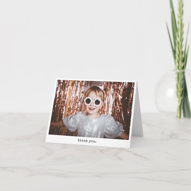 Personalised Minimalist Instant Photo Style Simple Thank You Card (Front)