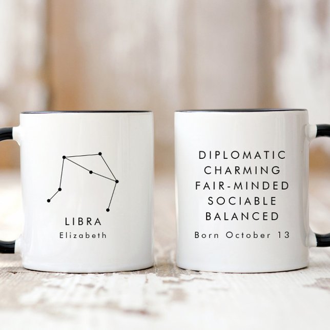 Personalised Minimalist Libra Zodiac Sign Mug (Creator Uploaded)