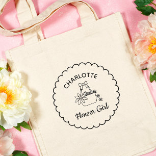 Personalised Minimalist Modern Cute Flower Girl Tote Bag