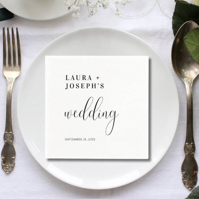 Personalised Minimalist Modern Elegant Wedding Napkin (Creator Uploaded)