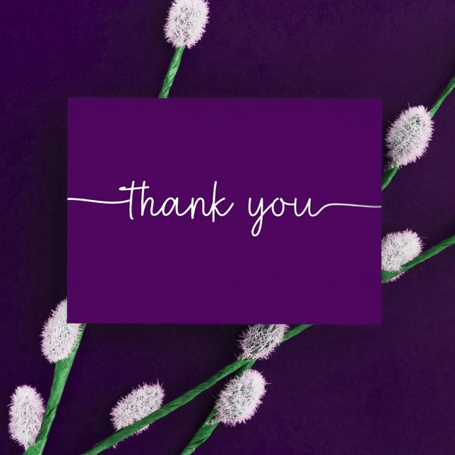   Personalised Minimalist Modern Purple Thank You Foil Holiday Card (Creator Uploaded)