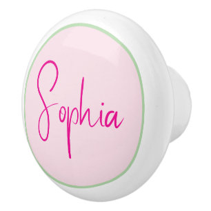 Personalised Minimalist Name Pink Ceramic Knob