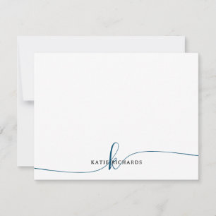 Personalised Minimalist Navy Blue Note Card