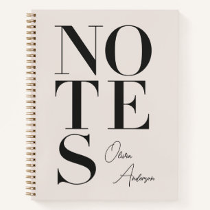 Personalised Minimalist Notes Custom Name Notebook