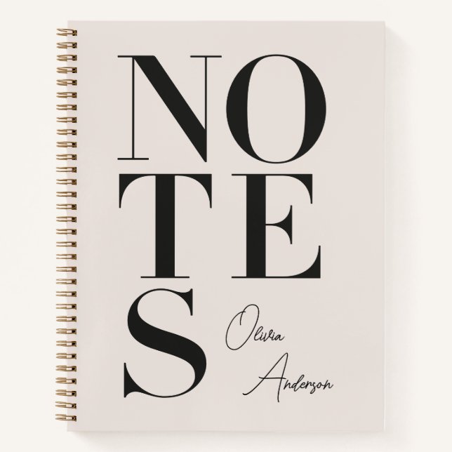 Personalised Minimalist Notes Custom Name Notebook (Front)