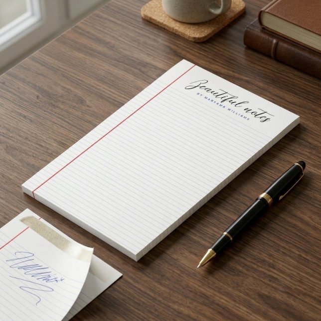 Personalised Minimalist Notes, Simply Lined Paper Post-it Notes (custom printed lined desk notepad, order personalized stationery notepad, simply lined custom name)