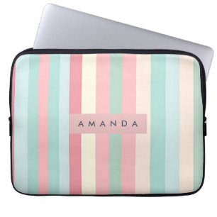 Personalised Minimalist Pastel Stripes Laptop Sleeve