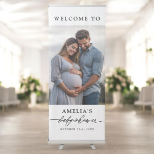 Personalised Minimalist Photo Baby Shower Retractable Banner