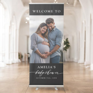 Personalised Minimalist Photo Baby Shower Retractable Banner
