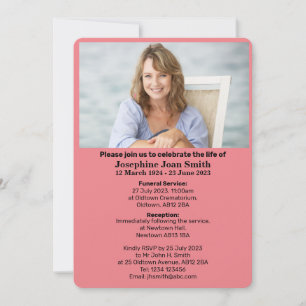 Personalised Minimalist Photo Funeral Invitation