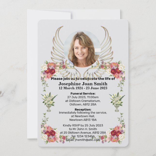 Personalised Minimalist Photo Funeral Invitation (Front)