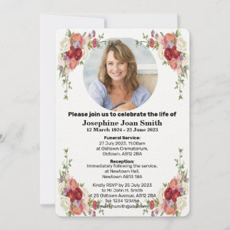 Personalised Minimalist Photo Funeral Invitation