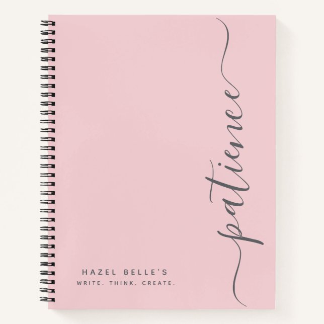 Personalised Minimalist Pink Custom Name Spiral  Notebook (Front)