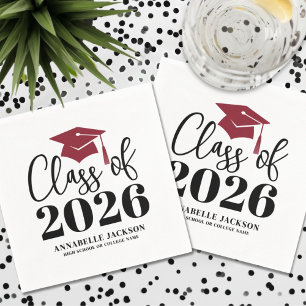 Personalised Minimalist Red Graduation Napkin